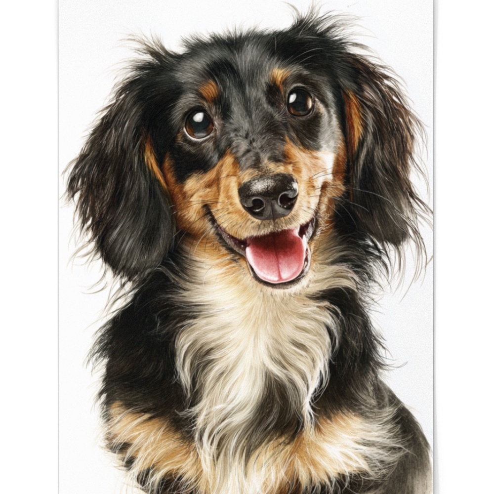 Watercolor Dachshund Dog Portrait Art Print – Unframed Fine Art Poster - Picture 2 of 5